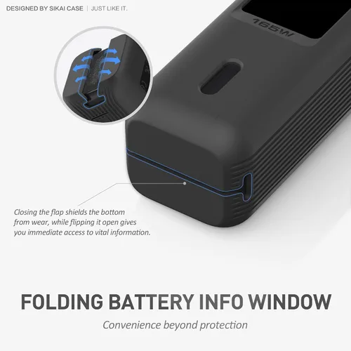 Vista 5 de Estuche de silicona para batería externa Anker Laptop (25,000mAh 165W) con orificio para tuerca de 1/4", almacenamiento para tarjeta SD/SIM Negro