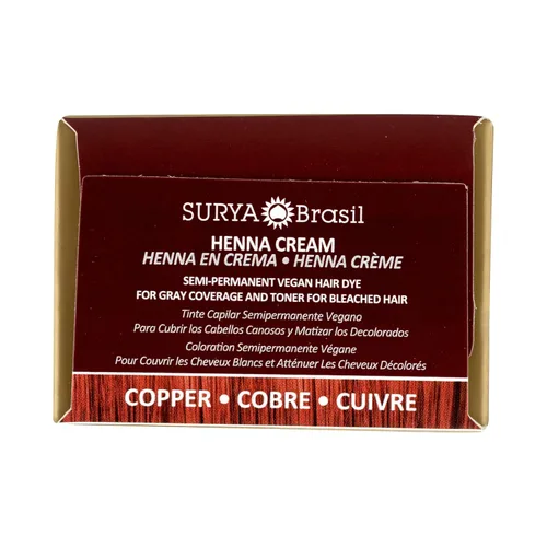 Vista 7 de Tratamiento de color para el cabello en crema de henna Surya Brasil, cobre, 2.37 oz / 70 ml