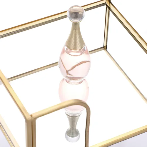 Vista 9 de Sumnacon Servilletero cuadrado de cristal para servilletero, de tamaño de cóctel, de color dorado, elegante, para cocina, mesa de comedor