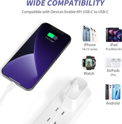 Vista 6 de Cargador para iPhone 16 y 15 de carga rápida, [certificado MFi], paquete de 2 bloques de carga rápida de 20 W tipo C con cable USB C a USB C de 6