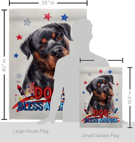 Vista 2 de Breeze Decor Kit de bandera patriótica de caoba rottweiler para casa de jardín, perro, cachorro, pata arruinada, piel canina, mascota, naturaleza