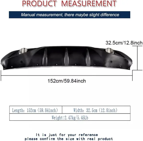 Vista 5 de Difusor trasero para Alfa Romeo Giulia Sedán Base 2017-2022, cubierta de parachoques, alerón, valance, protector de fábrica con salidas de tubo
