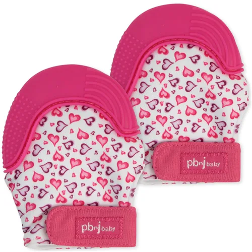 Vista 10 de PBnJ Baby Manopla de dentición de silicona con texturas sensoriales, juguete para morder, paquete de 2 Chupete de dentición, juguete de dentición