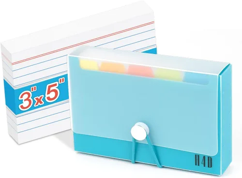 Vista 10 de Estuche de tarjetas de índice H4D de 3x5 con 100 tarjetas de índice pesadas rayadas y separadores, negro
