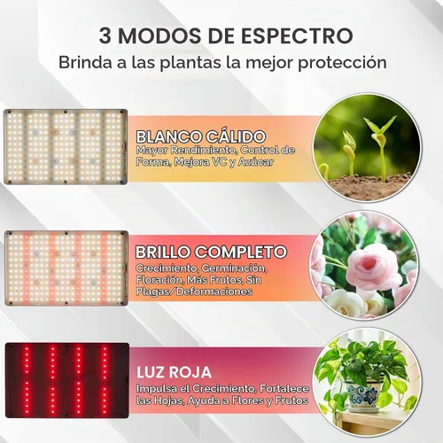 Vista 3 de Luz de cultivo de plantas para interiores, 264 luces LED de espectro completo con soporte de trípode ajustable con control remoto y función