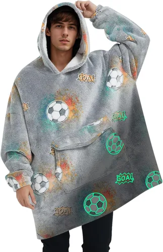 Vista 9 de Mewkou Manta con capucha para adultos, manta de forro polar Sherpa de gran tamaño con capucha para mujeres y hombres, café