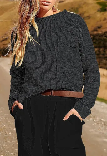 Vista 5 de Pink Queen Conjunto de 2 piezas de suéter de punto sin botones y pantalones de cintura alta para mujer 2023