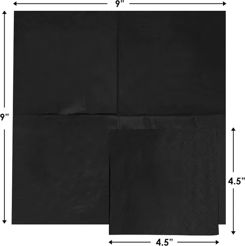 Vista 3 de Paquete de 500 servilletas de cóctel de papel – Servilletas de 3 capas negras de calidad – Servilletas de restaurante, evento y bar – Servilletas