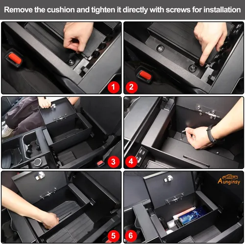 Vista 3 de Aunginsy Caja de seguridad para consola central de automóvil, almacenamiento de reposabrazos compatible con Toyota Tundra 2022-2026, caja de bloqueo