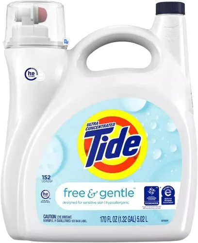 Vista 14 de Tide Free & Gentle - Detergente líquido suave para ropa, 64 cargas