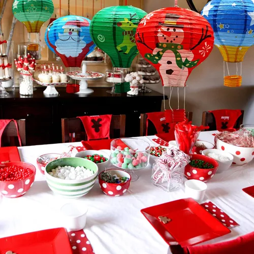 Vista 3 de ADLKGG Juego de linternas de papel colgantes con globos aerostáticos, decoración de fiesta, cumpleaños, boda, Navidad, fiesta, regalo, 12 pulgadas