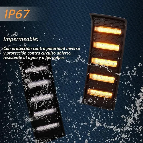 Vista 5 de Switchback - Lámpara LED antiniebla frontal color blanco/ámbar secuencial para correr durante el día, luz de parachoques LED, función de señal