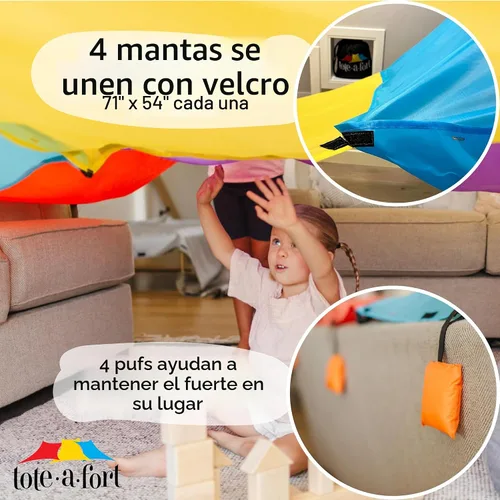 Vista 2 de Tote a Fort Original XL Conjunto de construcción de fuerte con manta - Tienda de campaña portátil para jugar - Juego de juguetes para interiores