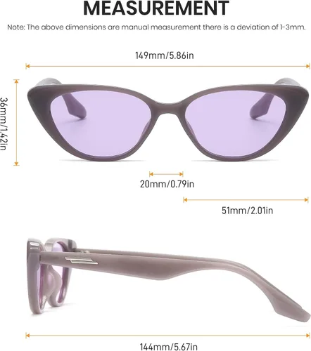 Vista 5 de Cyxus Gafas de sol de ojo de gato de moda para mujer, protección UV, marco de policarbonato grueso a la moda