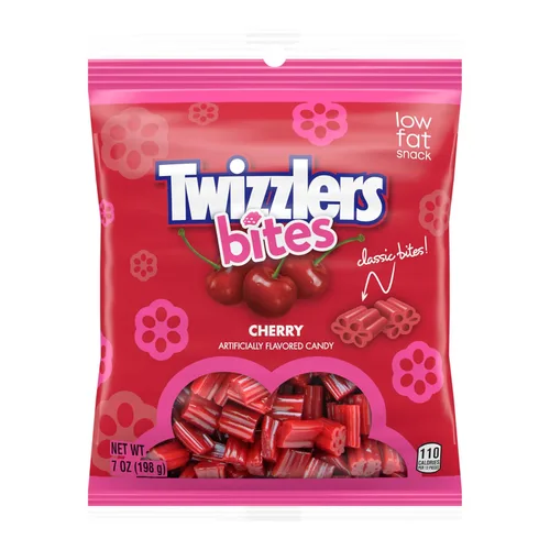 Vista 3 de Twizzlers Bites sabor cereza estilo regaliz, bolsas de caramelo masticable, 7 oz (12 unidades)