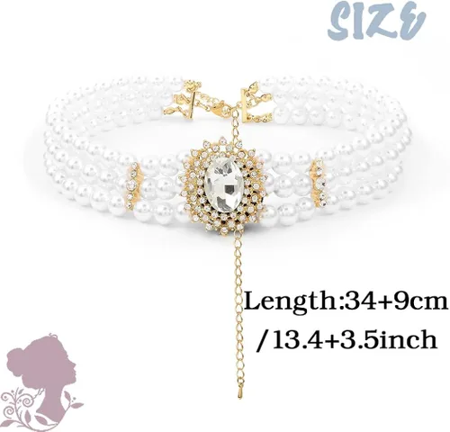 Vista 6 de ELABEST Collar de perlas para mujer, collar de diamantes de imitación, gargantilla de perlas de moda, cadena de tenis de moda, joyería de dama