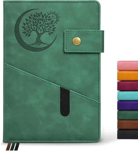 Vista 10 de PAIBAS Cuaderno en blanco, cuaderno de bocetos A5 de cuero de tapa dura con 200 páginas de papel grueso en blanco para hombres y mujeres, diario