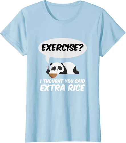 Vista 22 de ¿Ejercicio? I Thought You Said Extra Rice Panda Gift T-Shirt, Negro, S