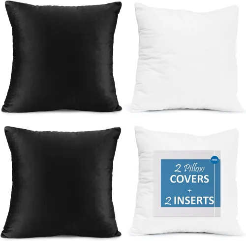 Vista 54 de Nestl Juego de 2 rellenos de almohada con terciopelo suave y sólido, juego de fundas de almohada cuadradas decorativas para sofá, automóvil Azul