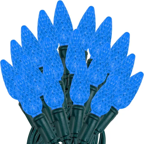 Vista 9 de Novelty Lights - Mini juego de 70 luces C6 LED de Navidad, serie de luces de grado comercial para exteriores, cable verde, 24 pies