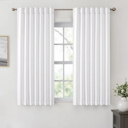 Vista 30 de ANRODUO Juego de 2 cortinas con bloqueo de luz del 99%, cortinas de 84 pulgadas de largo, cortinas negras para dormitorio, cortinas con aislamiento
