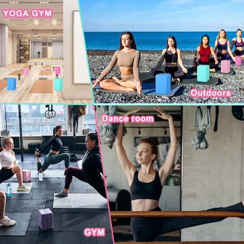 Vista 5 de Bloques de yoga a granel, bloques de espuma EVA de alta densidad, accesorios de yoga, mejoran la fuerza y ayudan al equilibrio y la flexibilidad