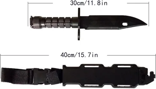 Vista 5 de TIETHEKNOT Cuchillo táctico de goma de plástico con funda para entrenamiento militar, adecuado para armas blandas, armas de fuego, artes marciales