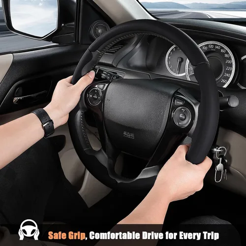 Vista 4 de Aimato Funda de volante personalizada para Honda Accord 2013-2017/Pilot 2016-2018/Crosstour 2013-2015, delgada, antideslizante, resistente a