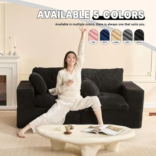 Vista 5 de Afuson Juego de sofá Cloud de 74.8 pulgadas, sofá biplaza modular, sofá convertible y asiento profundo, sofá acogedor para sala de estar, oficina