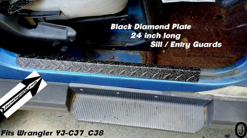 Vista 3 de Se adapta a Jeeep Wrangler YJ-CJ7-CJ8 Black Diamond Plate Large alféizar guardias de entrada 1976-95