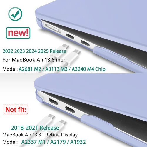 Vista 3 de May Chen Funda para MacBook Air M4 de 13.6 pulgadas 2025 2024 2023 2022 versión A3240 M3 A3113 M2 A2681, carcasa rígida de plástico para MacBook Air