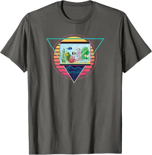 Vista 30 de Futuristic Fish Tank Synthwave Vaporwave Aquarium Aesthetic T-Shirt Negro