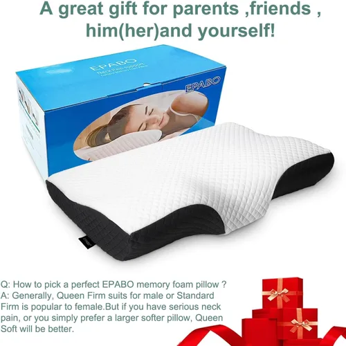 Vista 4 de EPABO - Almohada ortopédica de espuma viscoelástica con contorno para dormir, almohada cervical ergonómica para el dolor de cuello - para dormir