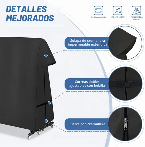 Vista 3 de Ping Pong Table Cover Outdoor Weatherproof Fits Universal 9x5 FT Negro
