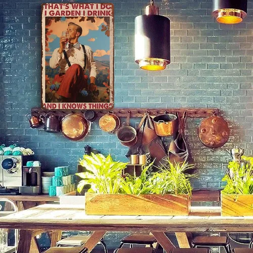 Vista 3 de Cartel de hojalata That's What I Do I Garden I Drink And I Knows Things for Family Warehouse Garden 8.00"x12.00