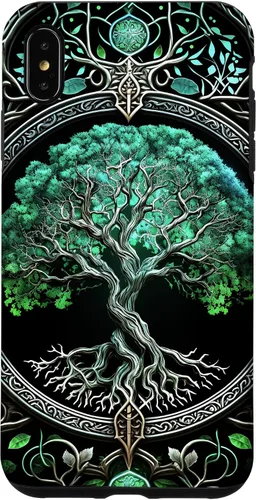 Vista 11 de Tree of Life Yoga Spiritual Celtic Viking Green Black Case for iPhone 17
