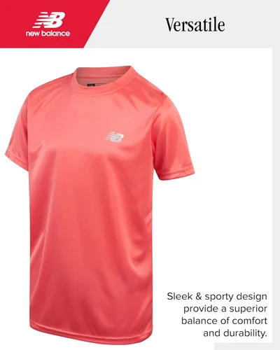 Vista 4 de New Balance Conjunto de pantalones cortos activos para niños, camiseta de manga corta de 4 piezas y pantalones cortos de gimnasio (8-20)