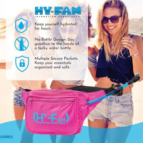 Vista 3 de HY-FAN Riñonera de hidratación con vejiga, 17 onzas, sin BPA, diseño manos libres, bolsillos seguros, ideal para actividades atléticas al aire Verde