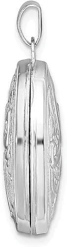 Vista 2 de Collar de cadena de plata de ley 925 con dije de foto ovalada reversible con forma de pergamino que sostiene fotos joyería fina para mujeres regalos