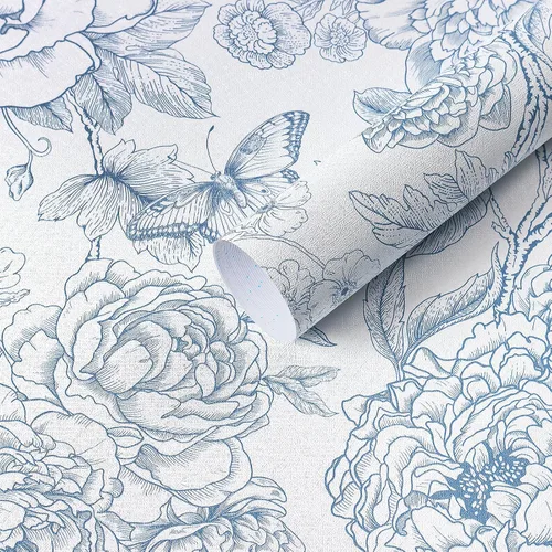 Vista 12 de Safiyya Papel tapiz adhesivo floral para despegar y pegar, 78.7 x 17.3 pulgadas, papel de pared blanco y beige, moderno, neutro, autoadhesivo