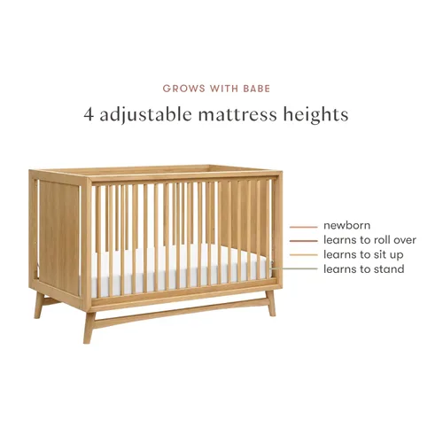 Vista 4 de Babyletto Peggy - Cuna convertible 3 en 1 con kit de conversión de cama para niños pequeños en miel, certificado Greenguard Gold