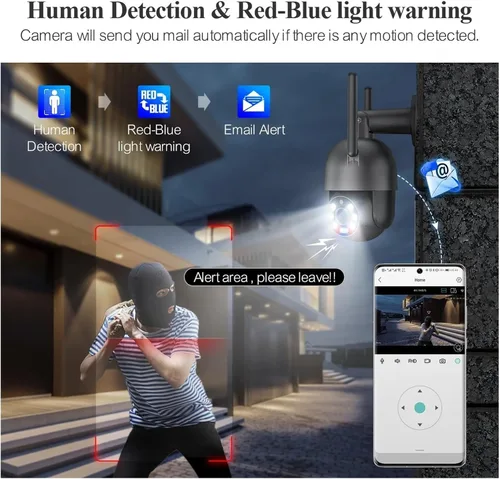 Vista 4 de 4MP PTZ WiFi IP Camera Two-Way Audio Outdoor CCTV Security Camera Smart AI Human Detection Color Night Vision(4pcs 4MP Camera)