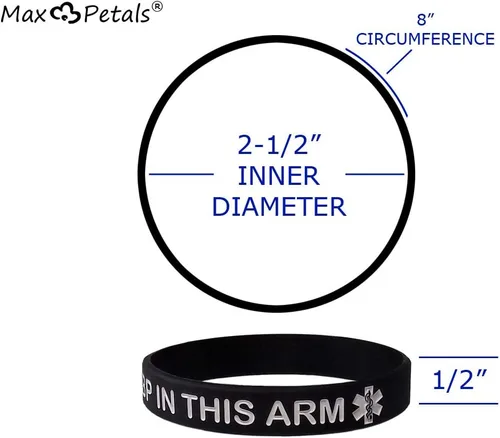 Vista 2 de Alerta de linfedema NO AGUJAS O BP ESTE BRAZO Pulsera de Silicona Pulseras