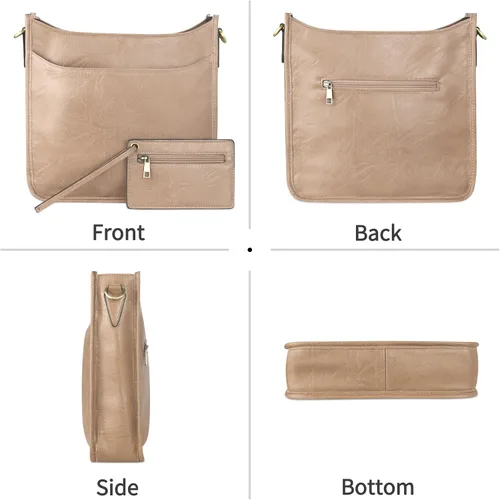 Vista 4 de KITATU 2 bolsos cruzados para mujer, bolsos de mano hobo de hombro de diseñador bolso de cuero vegano con 2 correas
