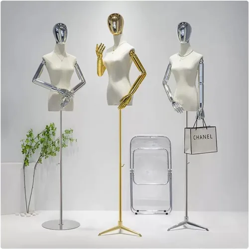 Vista 4 de 2pcs Adjustable Female Dress Form Mannequin Torso with Detachable Head, 53.1-78.7inch, Perfect for Dress & Jewelry Display, Medium Size, Durable