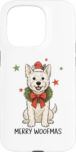 Vista 13 de Merry Woofmas White Terrier Dog Santa Hat Christmas Cute Dog Case for iPhone 15