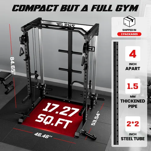 Vista 8 de C21 Power Cage 2000LBS Multi-Function Power Rack with Independent Dual Pulley System, All-in-One Squat Rack for Cable Crossover, Home Gym Workout