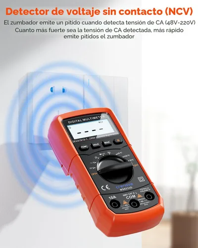 Vista 7 de Multímetro digital con auto-rango Crenova MS8233D, instrumento de medición electrónica, detector de voltaje CA, medidor portátil de Amp / Ohm