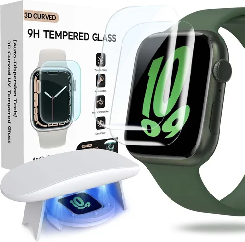 Vista 8 de Protector de pantalla para Apple Watch de 1.575 pulgadas SE Series 6/5/4, vidrio templado, cobertura completa, sin burbujas, película HD para iWatch