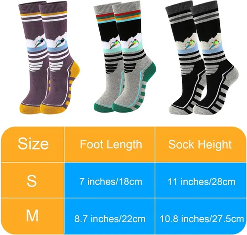 Vista 3 de HGRTYXS Calcetines de esquí para niños, calcetines de snowboard cálidos y gruesos para invierno, calcetines térmicos para niños y niñas, esquí